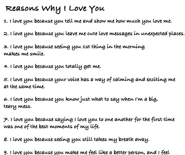 reasons why I love you