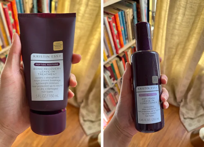 kristin ess+ review: bond recovery leave-in treatment and anti-fade leave-in conditioner' title='4 Editors with Different Hair Types Put the New Kristin Ess+ Product Line to the Test