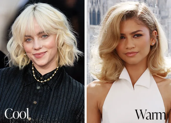 Brown to Blonde Hair: a side-by-side photo of Billie Eilish and Zendaya' fetchpriority='auto' title='How to Go From Brown to Blonde Hair Without Frying It According to a Celerity Hairstylist