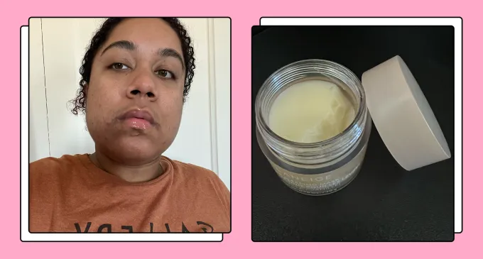 a side by side collage of chelsea candelario and laneige sleeping lip mask open' title='Laneige vs. Mario Badescu: Which Lip Mask Holds the Top Spot in My Skincare Routine?