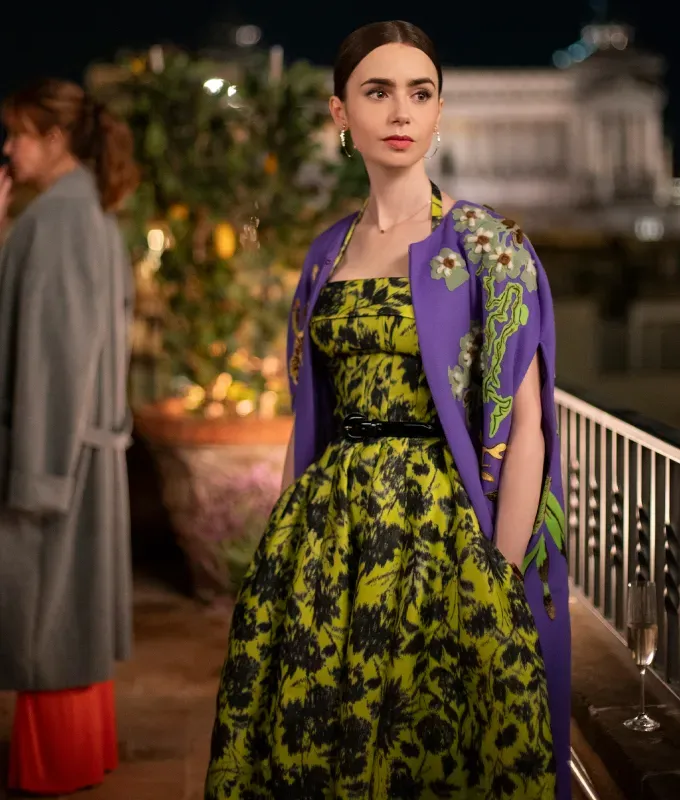 best outfits emily in paris season 4 print clashing' fetchpriority='auto' title='I’m a Fashion Editor and These Are Hands Down the 13 Best ‘Emily in Paris’ Outfits from Season 4