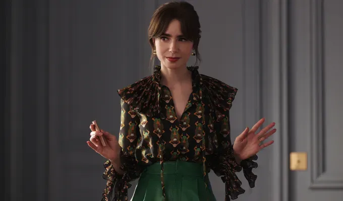 best outfits emily in paris season 4 blouse' fetchpriority='auto' title='I’m a Fashion Editor and These Are Hands Down the 13 Best ‘Emily in Paris’ Outfits from Season 4