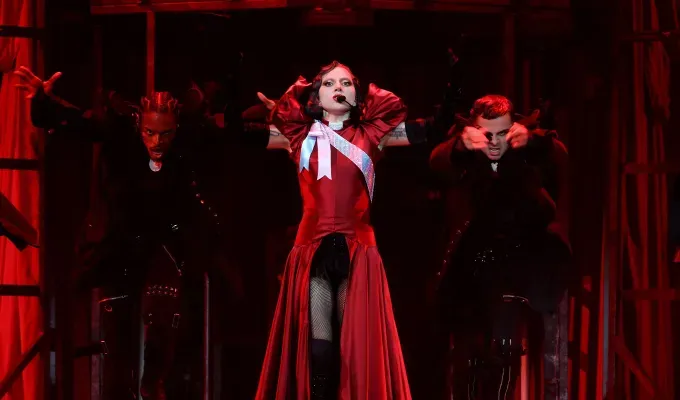 lady-gaga-mayhem-ball-concert-review: lady gaga performing on stage during the mayhem ball tour' fetchpriority='auto' title='Lady Gaga’s 150-Minute 5-Act Concert Was the Best Thing I’ve Seen All Year—No Notes No Skips