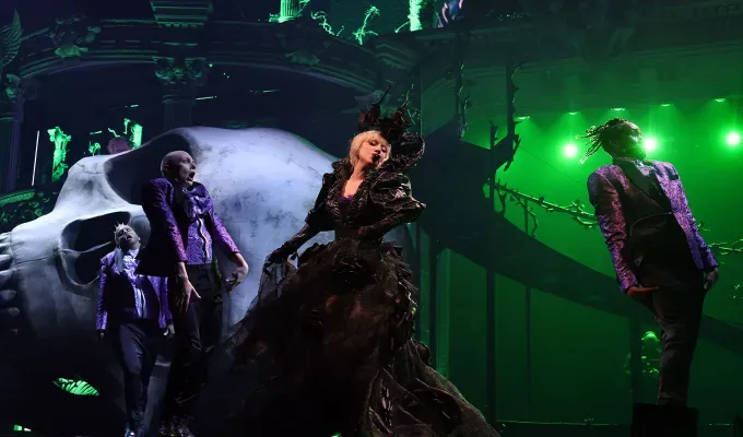 lady-gaga-mayhem-ball-concert-review: lady gaga performing on stage during the mayhem ball tour' fetchpriority='auto' title='Lady Gaga’s 150-Minute 5-Act Concert Was the Best Thing I’ve Seen All Year—No Notes No Skips