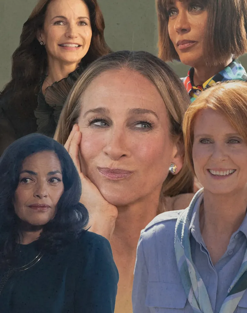 collage of sex and the city characters for which satc quiz are you?' fetchpriority='high' title='Quiz: Which ‘Sex and the City’ Character Are You?