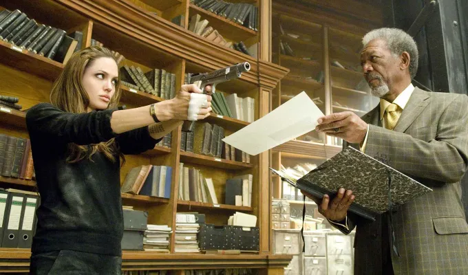 angelina jolie' fetchpriority='auto' title='Morgan Freeman Thriller Hits Netflix Top 10—And It Features Another Mega Star as Well