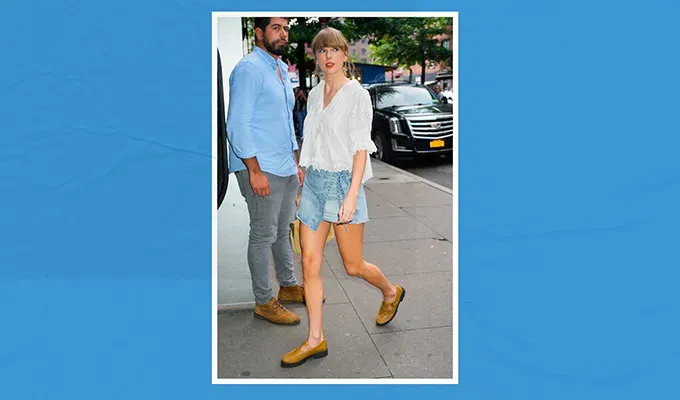 Taylor Swift Sexy Wardrobe Analysis: Seift wears denim miniskirt' fetchpriority='auto' title='Taylor Swift Has a New Look and It Speaks Volumes about the State of Her Relationship with Travis
