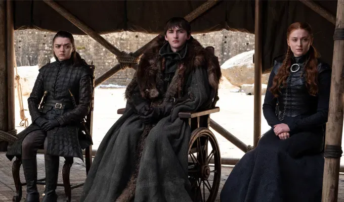 Game of Thrones Seasons Ranked - Arya Bran and Sansa sitting in row facing slightly toward the camera.' fetchpriority='auto' title='What Is the Best Season of ’Game of Thrones’? We Ranked All Eight from Worst to Greatest