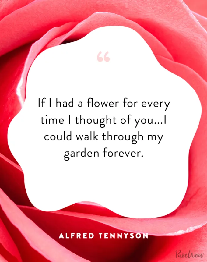 valentine’s day quotes: If I had a flower for every time I thought of you...I could walk through my garden forever.alfred tennyson' fetchpriority='auto' title='102 Valentine’s Day Quotes to Share with Anyone You Love
