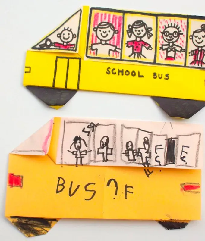 back to school crafts Easy Origami Bus' title='40 Back-to-School Crafts for Kids to Combat First Day Butterflies
