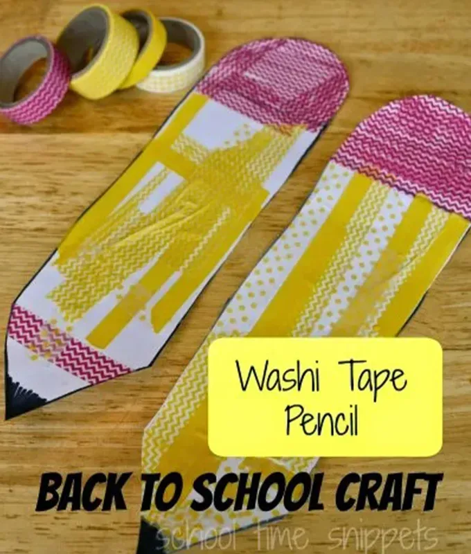 cutout paper pencils decorated with washi tape.' fetchpriority='auto' title='40 Back-to-School Crafts for Kids to Combat First Day Butterflies