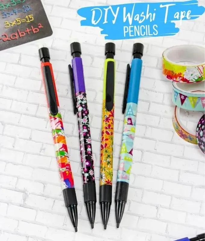 mechanical pencils wrapped in washi tape' fetchpriority='auto' title='40 Back-to-School Crafts for Kids to Combat First Day Butterflies
