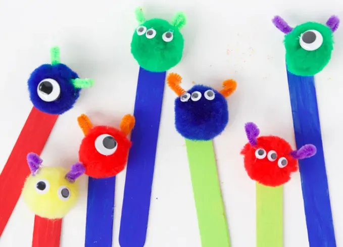 back to school crafts for kids monster bookmarks' title='40 Back-to-School Crafts for Kids to Combat First Day Butterflies