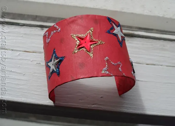 patriotic cardboard tube bracelet 4th of july crafts' title='50 Easy 4th of July Crafts for Kids