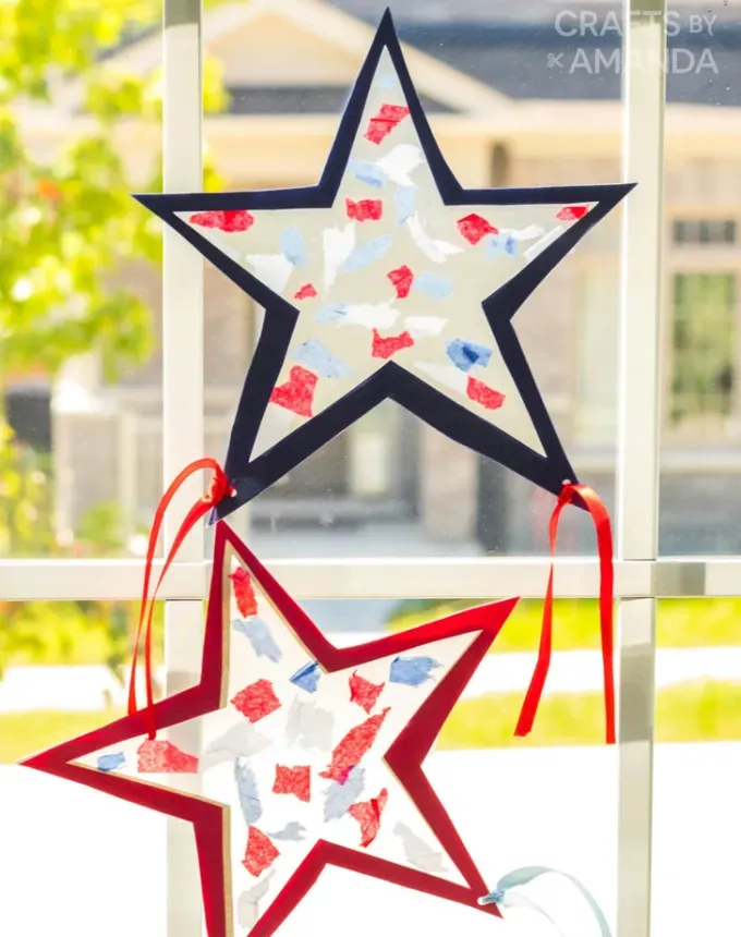 4th of july crafts for kids patriotic star suncatchers' title='50 Easy 4th of July Crafts for Kids