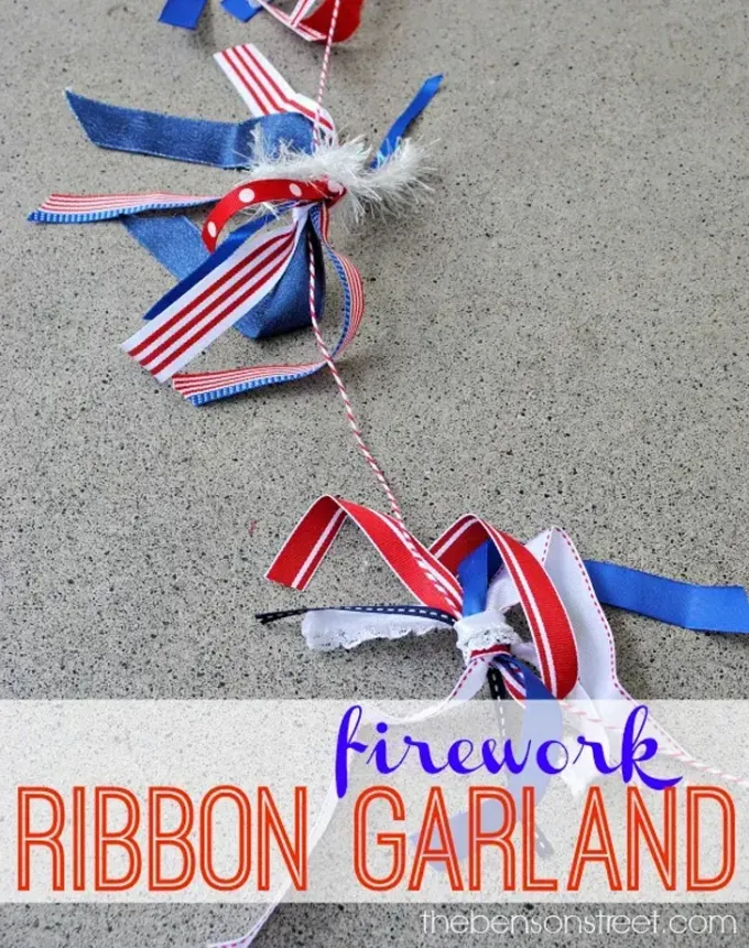 4th of july crafts for kids firework ribbon garland' title='50 Easy 4th of July Crafts for Kids