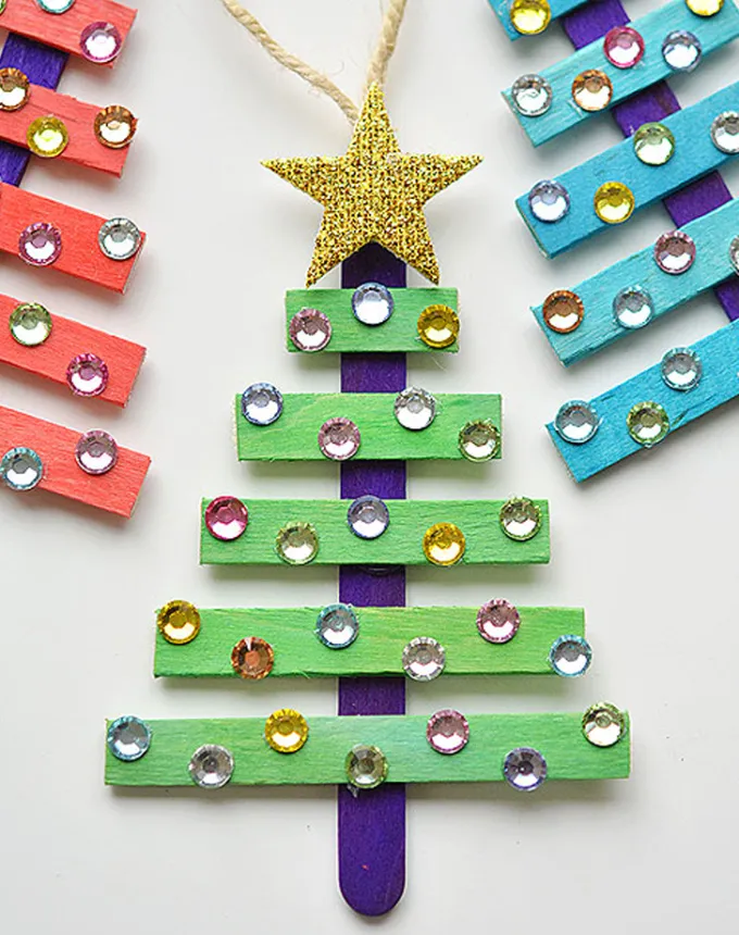 8 glittering popsicle stick christmas trees christmas crafts for toddlers' title='35 Christmas Crafts for Toddlers That They Can Actually Do