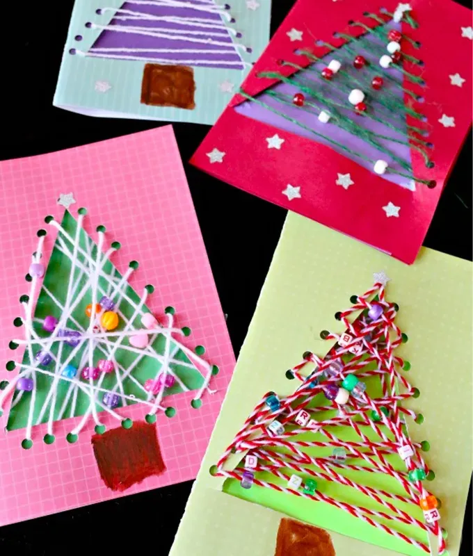 Christmas Crafts For Toddlers String Art Christmas Tree Cards' title='35 Christmas Crafts for Toddlers That They Can Actually Do