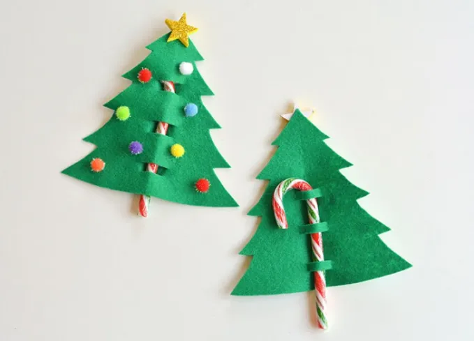 1 felt and candy cane christmas tree christmas crafts for toddlers' title='35 Christmas Crafts for Toddlers That They Can Actually Do