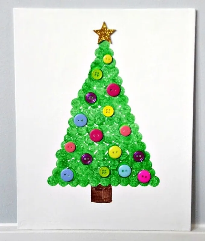 christmas crafts for toddlers button tree' title='35 Christmas Crafts for Toddlers That They Can Actually Do