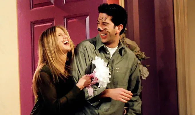 funny halloween costumes for women: rachel and ross from Friends' fetchpriority='auto' title='57 Seriously Funny Halloween Costumes for Women
