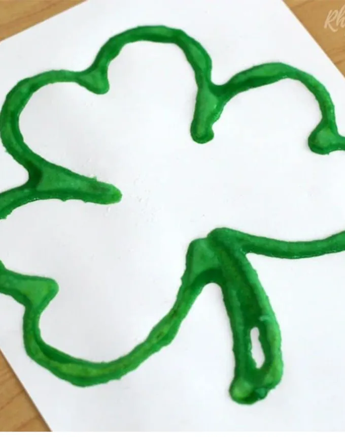 st patricks day crafts for kids salt paint shamrock' title='30 Fun and Easy St. Patrick’s Day Crafts for Kids