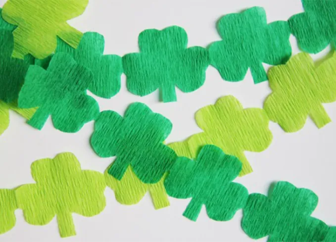 st patricks day crafts for kids: shamrock-streamers' title='30 Fun and Easy St. Patrick’s Day Crafts for Kids