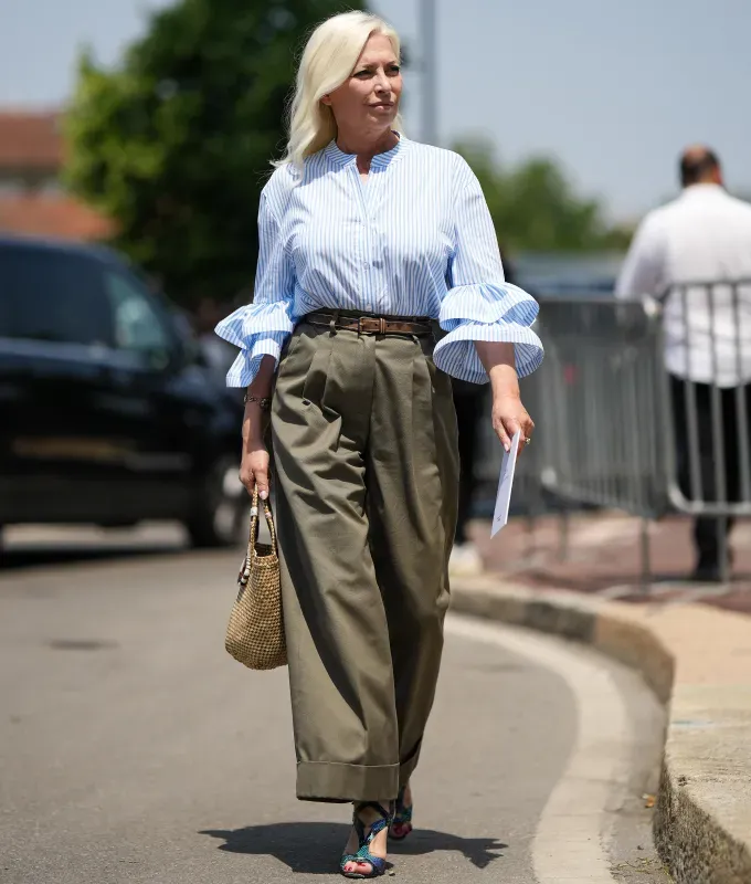 the sandwich rule outfits styling blouse belt wide leg pants' fetchpriority='auto' title='The Sandwich Rule Is My New Favorite Viral Styling Trick (& It’s So Easy)