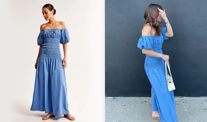 drop waist dresses Abercrombie & Fitch Smocked Drop-Waist Maxi Dress' title='I’m in Love with Drop-Waist Dresses—Here Are 12 Trending Styles to Shop Right Now