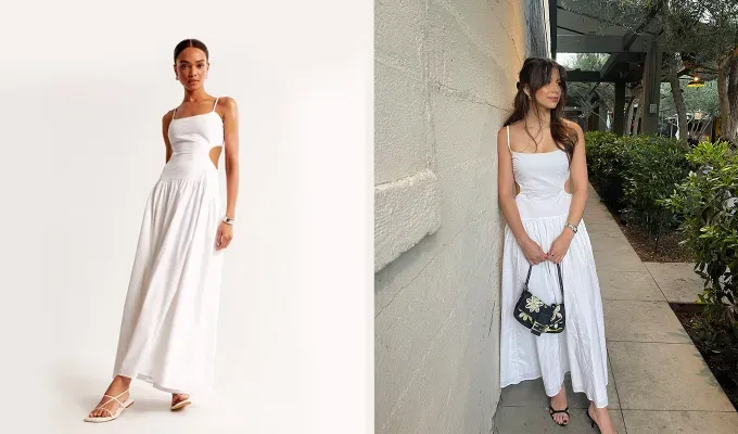 drop waist dresses Abercrombie & Fitch Drop-Waist Cutout Maxi Dress' title='I’m in Love with Drop-Waist Dresses—Here Are 12 Trending Styles to Shop Right Now