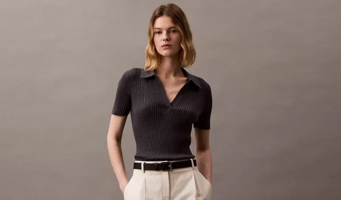 gen-z-preppy-fashion-trend Calvin Klein Smooth Cotton Rib Sweater Polo Shirt' title='Gen Z Has Spoken: Here’s What ’Preppy’ Looks Like in 2025