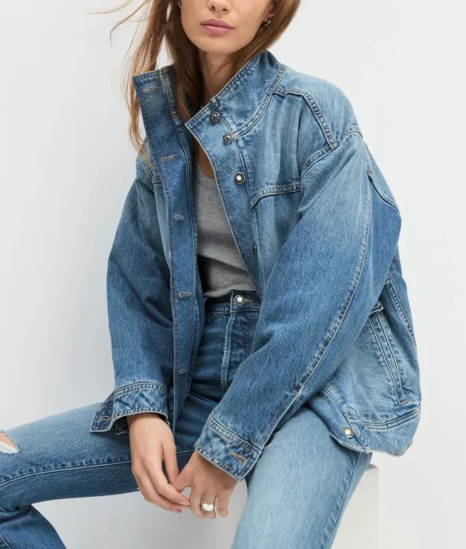 margot jacket favorite daughter' title='The 3 Rules of Wearing a Jean Jacket in 2025