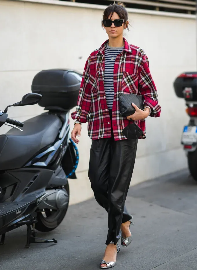 how to style a flannel with stripes' fetchpriority='auto' title='Wondering How to Style Flannel? Here Are 17 Outfit Ideas to Try According to a Fashion Editor