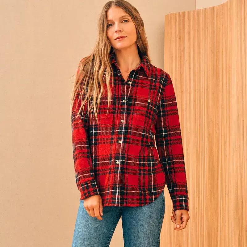 faherty flannel shirt' title='Wondering How to Style Flannel? Here Are 17 Outfit Ideas to Try According to a Fashion Editor