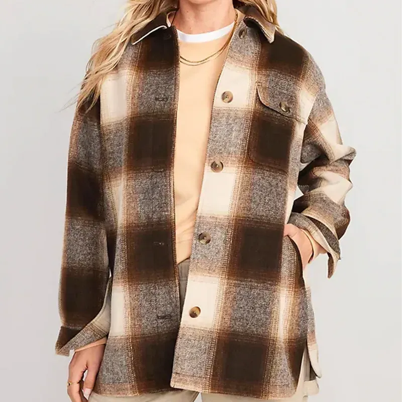 old navy flannel shacket' title='Wondering How to Style Flannel? Here Are 17 Outfit Ideas to Try According to a Fashion Editor