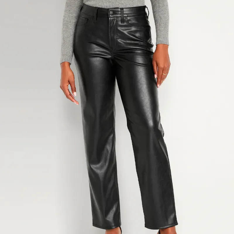 old navy faux leather pants' title='13 On-Trend Ways to Wear Leather Pants in 2024 (Plus One Look to Definitely Avoid)