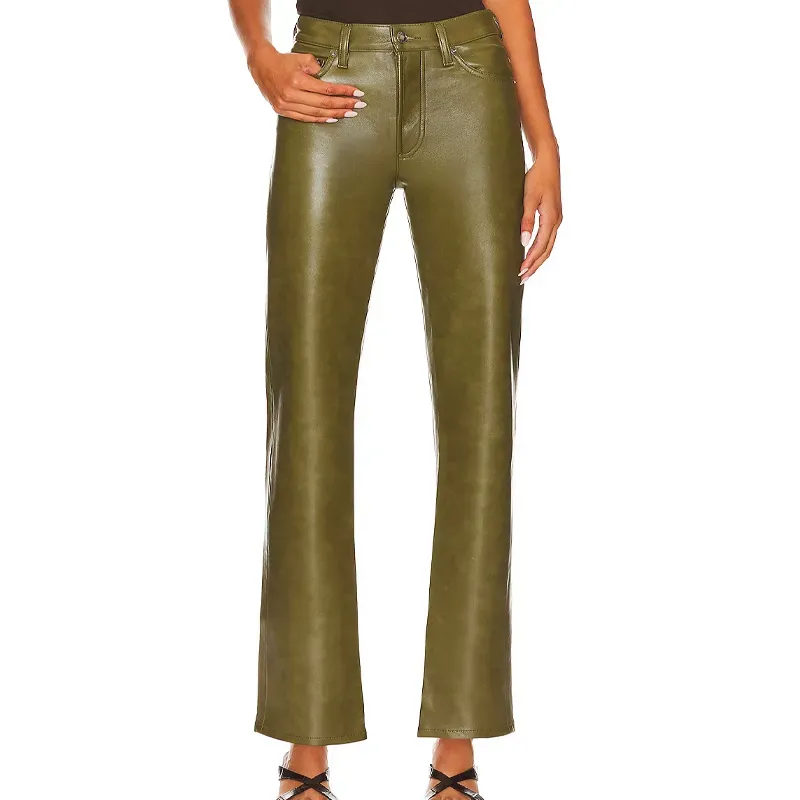 agolde faux leather pants' title='13 On-Trend Ways to Wear Leather Pants in 2024 (Plus One Look to Definitely Avoid)
