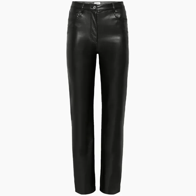 wilfred melina faux leather pants' title='13 On-Trend Ways to Wear Leather Pants in 2024 (Plus One Look to Definitely Avoid)
