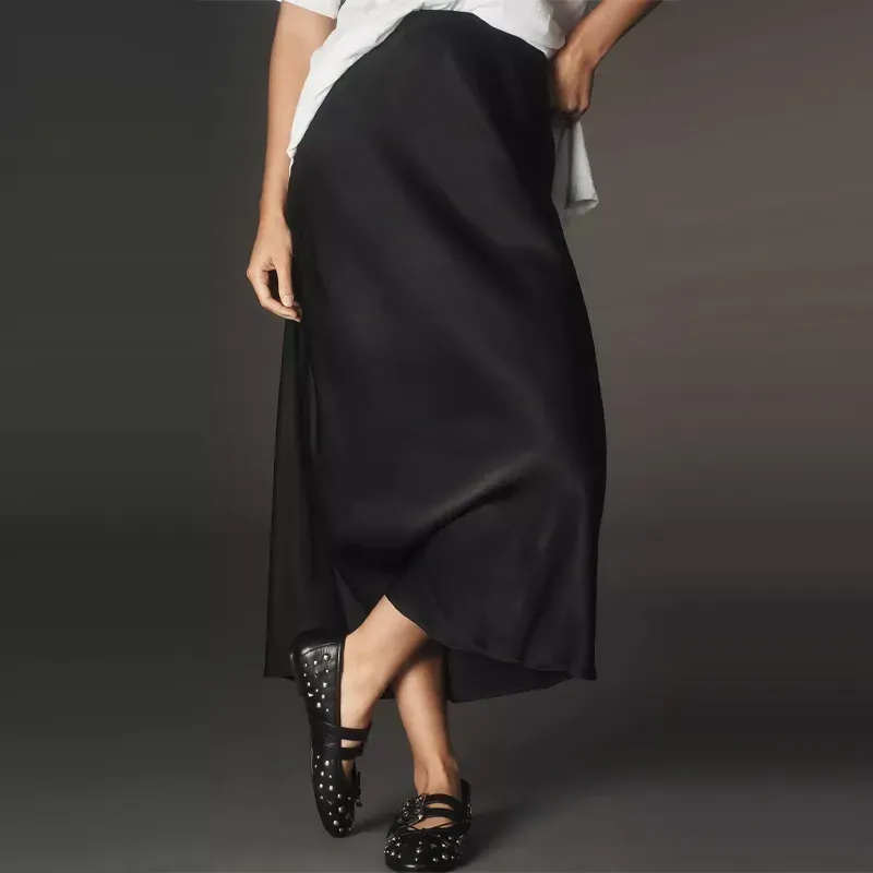 anthropologie slip skirt' title='22 Easy Black Skirt Outfit Ideas for When You Have Five Minutes to Get Dressed