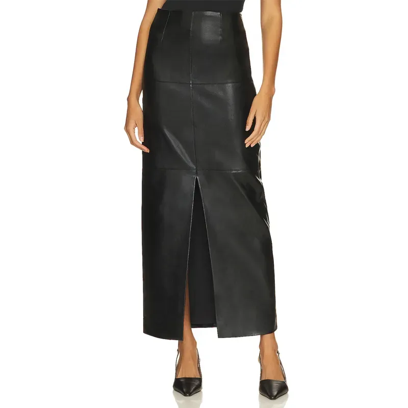 nicholas black leather maxi skirt' title='22 Easy Black Skirt Outfit Ideas for When You Have Five Minutes to Get Dressed