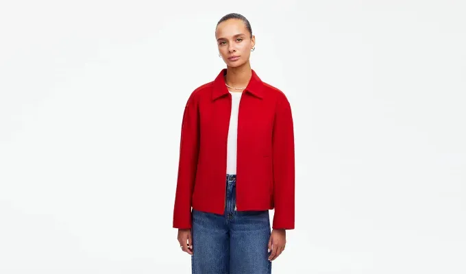 cherry-red-butter-yellow-color-trend: a red jacket' title='Mark My Words: *This* Will Be the Unexpected Color Combo to Wear This Spring
