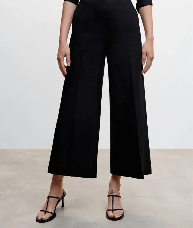 culotte pants mango linen culotte' title='Culotte Pants Are Everywhere. Here’s How to Style Them (Plus 15 Pairs We’re Coveting)
