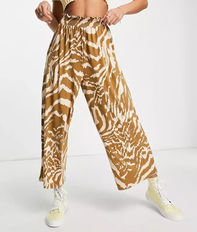 culotte pants: ASOS animal print culottes with elastic waistband' title='Culotte Pants Are Everywhere. Here’s How to Style Them (Plus 15 Pairs We’re Coveting)