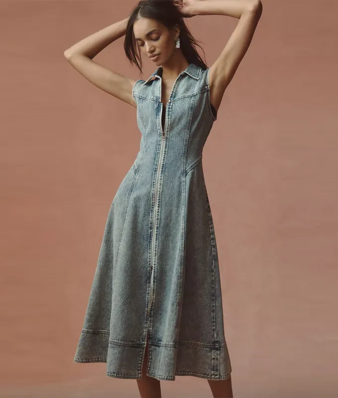 anthropologie dresses denim elliatt midi dress' title='8 *Gorgeous* Anthropologie Dresses That’ll Perfectly Transition from Summer to Fall
