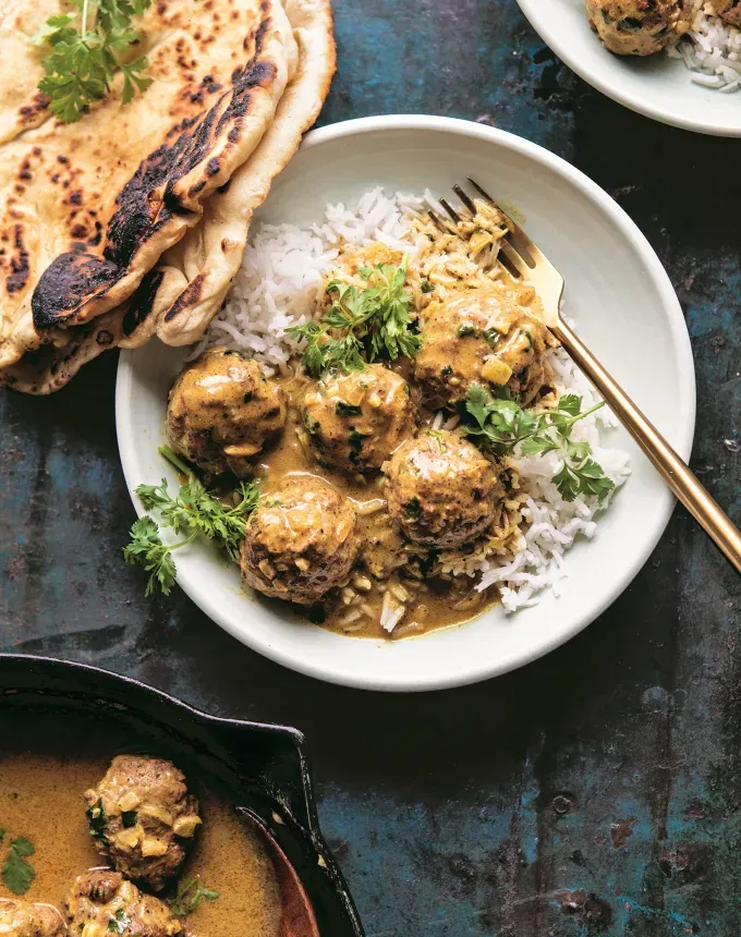postpartum freezer meals: baked coconut curry meatballs' title='31 Postpartum Freezer Meals Any Parent Will Appreciate
