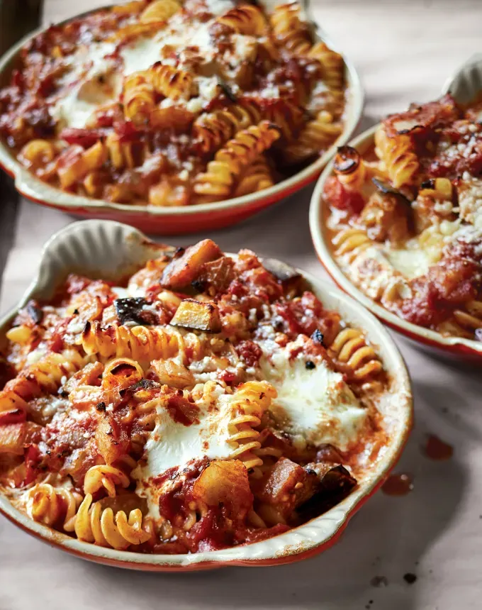 postpartum freezer meals: ina garten’s baked pasta with tomatoes and eggplant' title='31 Postpartum Freezer Meals Any Parent Will Appreciate