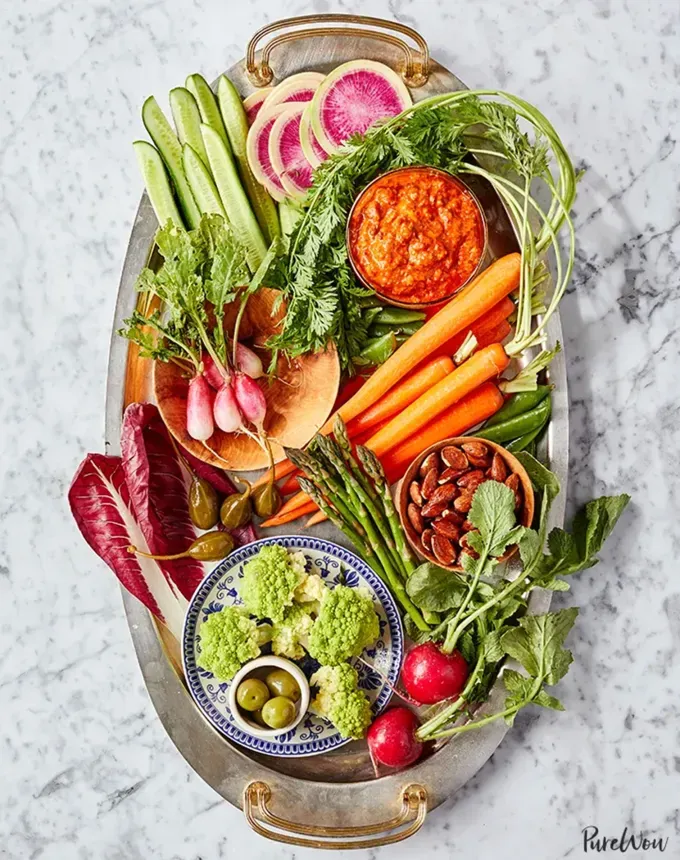 savory appetizers: spring crudites with romesco' title='51 Savory Appetizers That Are Sure to Get the Party Started from Make-Ahead Gems to Cheesy Delights