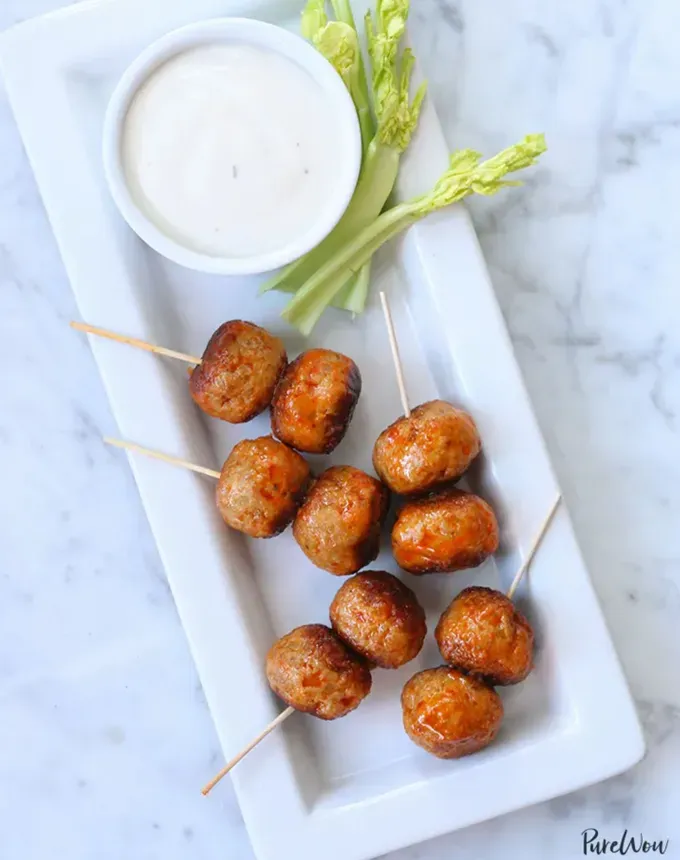 savory appetizers: buffalo chicken meatballs' title='51 Savory Appetizers That Are Sure to Get the Party Started from Make-Ahead Gems to Cheesy Delights