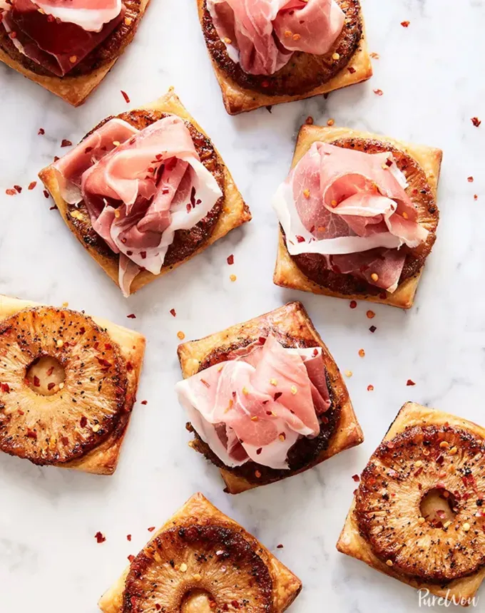 savory appetizers: spicy pineapple prosciutto tarts' title='51 Savory Appetizers That Are Sure to Get the Party Started from Make-Ahead Gems to Cheesy Delights