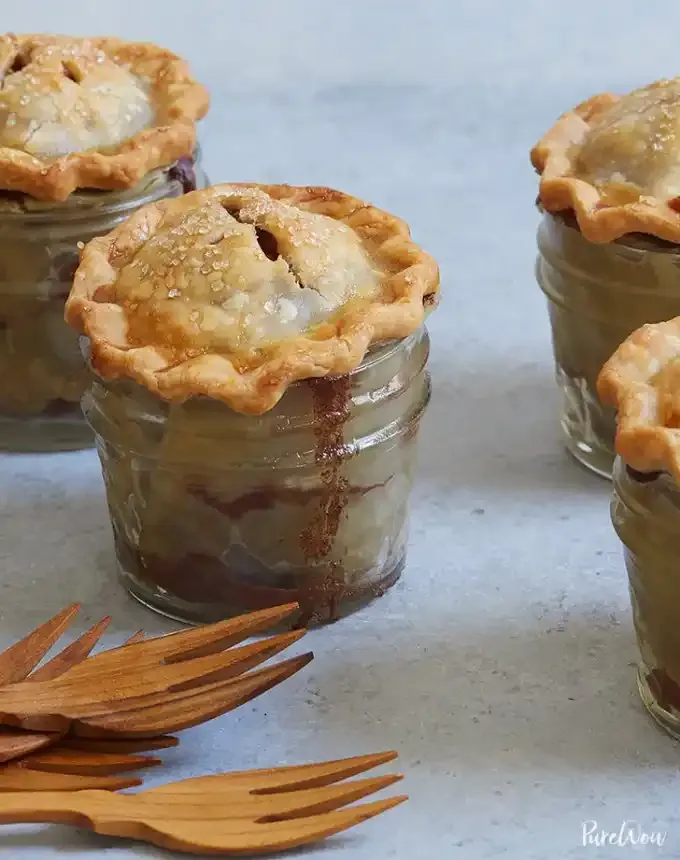 fun things to bake: four mini mason jar apple pies' title='78 Easy Fun Things to Bake When You’re Bored and Craving Something Sweet